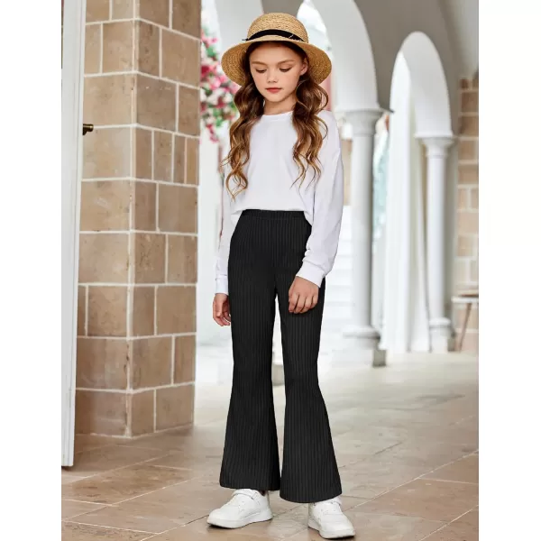 Arshiner Girls Print Flare Leggings Kids Elastic High Waisted Bell Bottoms Yoga Pants with Pockets