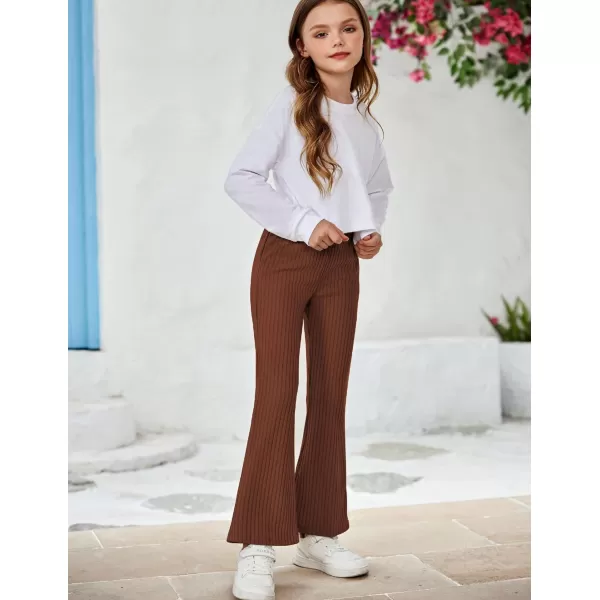 Arshiner Girls Print Flare Leggings Kids Elastic High Waisted Bell Bottoms Yoga Pants with Pockets