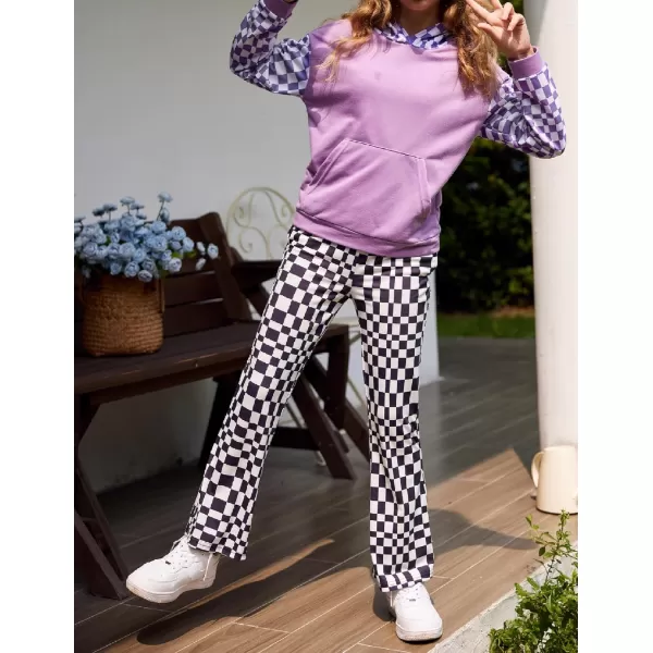 Arshiner Girls Print Flare Leggings Kids Elastic High Waisted Bell Bottoms Yoga Pants with Pockets