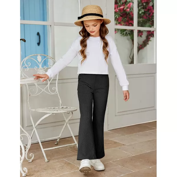 Arshiner Girls Print Flare Leggings Kids Elastic High Waisted Bell Bottoms Yoga Pants with Pockets