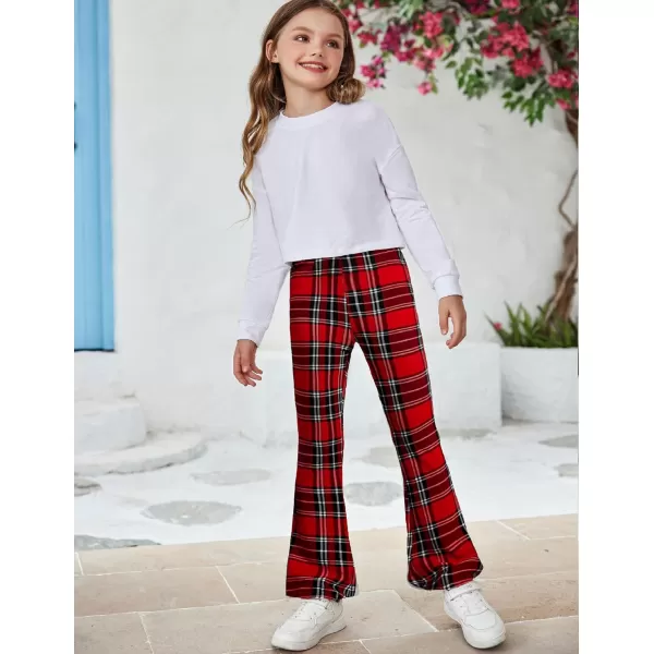 Arshiner Girls Print Flare Leggings Kids Elastic High Waisted Bell Bottoms Yoga Pants with Pockets