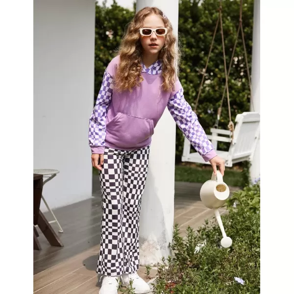 Arshiner Girls Print Flare Leggings Kids Elastic High Waisted Bell Bottoms Yoga Pants with Pockets