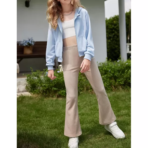 Arshiner Girls Print Flare Leggings Kids Elastic High Waisted Bell Bottoms Yoga Pants with Pockets
