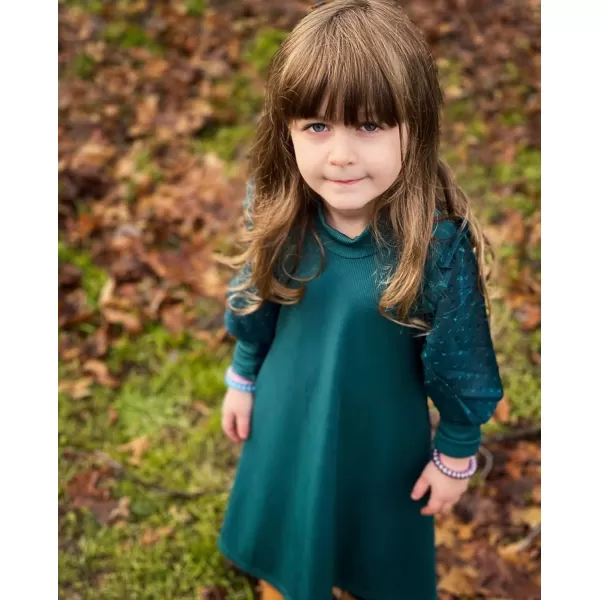Arshiner Girl's Sheer Contrast Mesh Long Sleeve Stand Collar Casual Vintage Party Dress for 5-13 Years