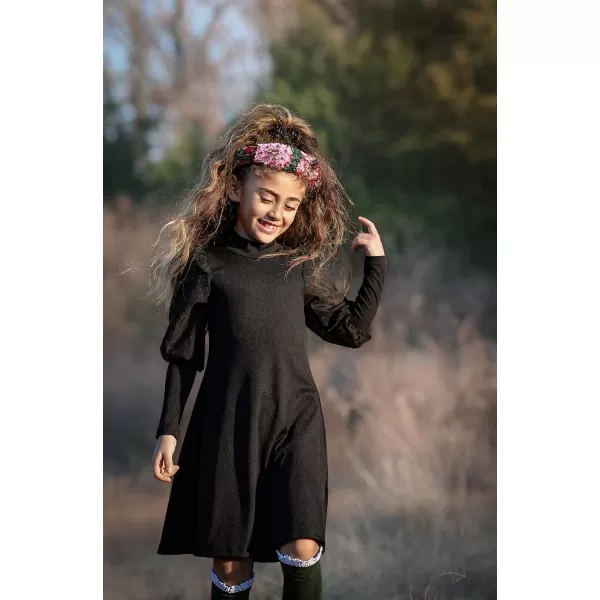 Arshiner Girl's Sheer Contrast Mesh Long Sleeve Stand Collar Casual Vintage Party Dress for 5-13 Years