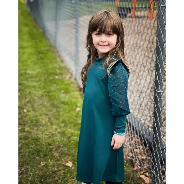 Arshiner Girl's Sheer Contrast Mesh Long Sleeve Stand Collar Casual Vintage Party Dress for 5-13 Years