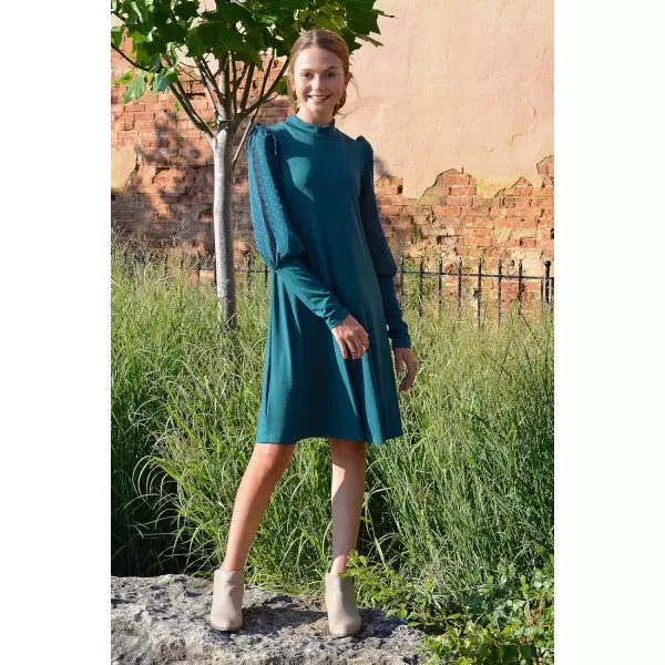 Arshiner Girl's Sheer Contrast Mesh Long Sleeve Stand Collar Casual Vintage Party Dress for 5-13 Years