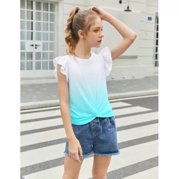 Arshiner Girls Shirt Short-Sleeve Twist Front T-Shirt for Girls Cute Flying Sleeves Summer Blouse for Girls Tunic Tee Tops