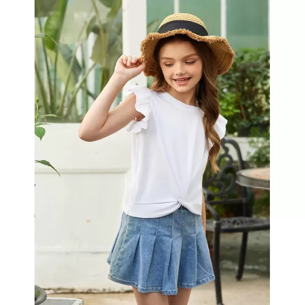 Arshiner Girls Shirt Short-Sleeve Twist Front T-Shirt for Girls Cute Flying Sleeves Summer Blouse for Girls Tunic Tee Tops