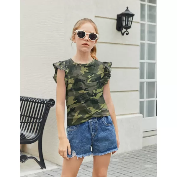 Arshiner Girls Shirt Short-Sleeve Twist Front T-Shirt for Girls Cute Flying Sleeves Summer Blouse for Girls Tunic Tee Tops