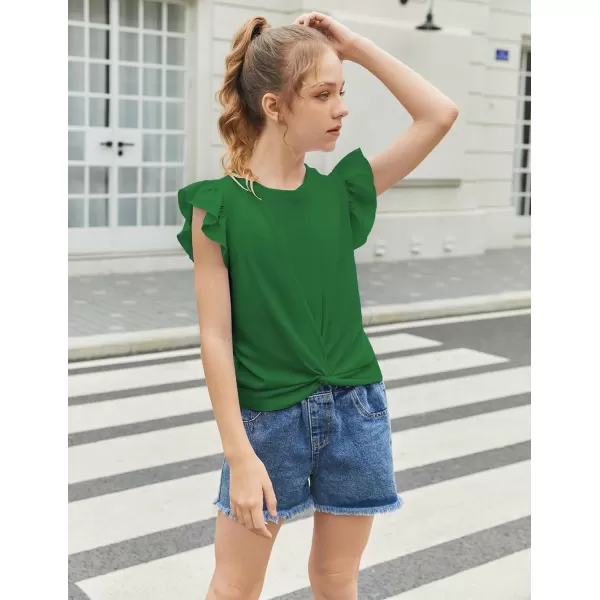 Arshiner Girls Shirt Short-Sleeve Twist Front T-Shirt for Girls Cute Flying Sleeves Summer Blouse for Girls Tunic Tee Tops