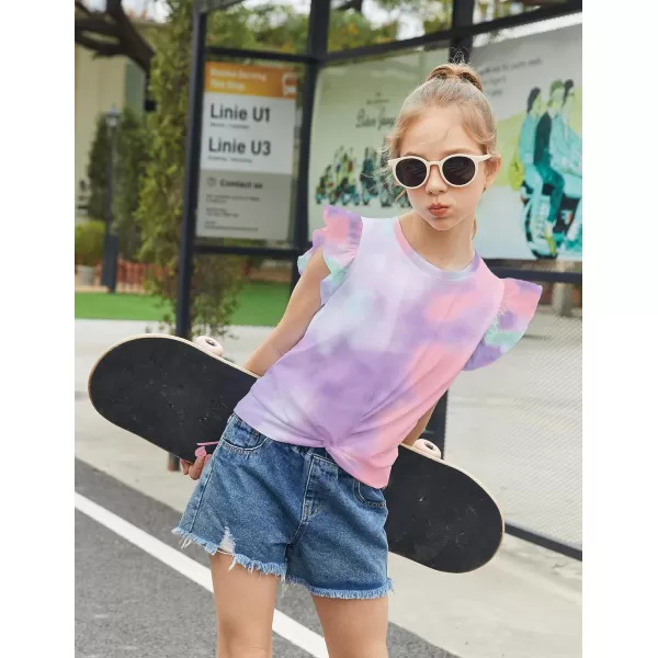 Arshiner Girls Shirt Short-Sleeve Twist Front T-Shirt for Girls Cute Flying Sleeves Summer Blouse for Girls Tunic Tee Tops