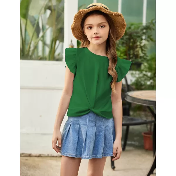 Arshiner Girls Shirt Short-Sleeve Twist Front T-Shirt for Girls Cute Flying Sleeves Summer Blouse for Girls Tunic Tee Tops