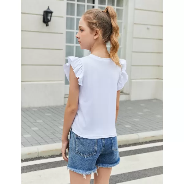 Arshiner Girls Shirt Short-Sleeve Twist Front T-Shirt for Girls Cute Flying Sleeves Summer Blouse for Girls Tunic Tee Tops