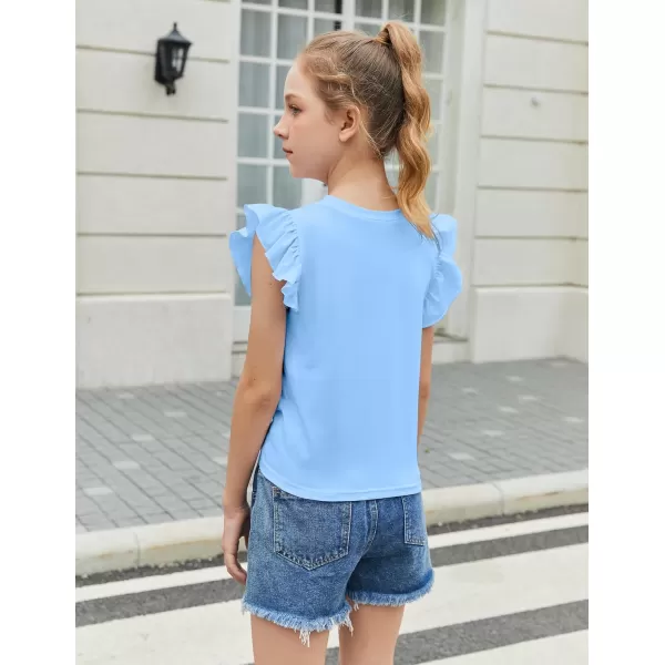 Arshiner Girls Shirt Short-Sleeve Twist Front T-Shirt for Girls Cute Flying Sleeves Summer Blouse for Girls Tunic Tee Tops