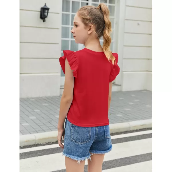 Arshiner Girls Shirt Short-Sleeve Twist Front T-Shirt for Girls Cute Flying Sleeves Summer Blouse for Girls Tunic Tee Tops