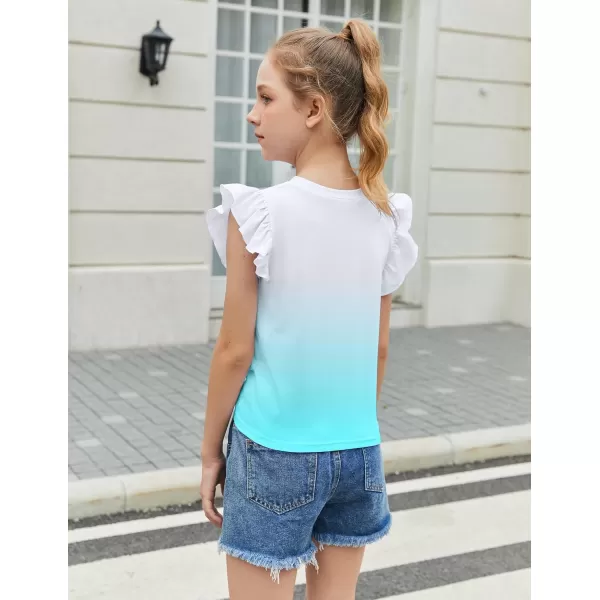 Arshiner Girls Shirt Short-Sleeve Twist Front T-Shirt for Girls Cute Flying Sleeves Summer Blouse for Girls Tunic Tee Tops