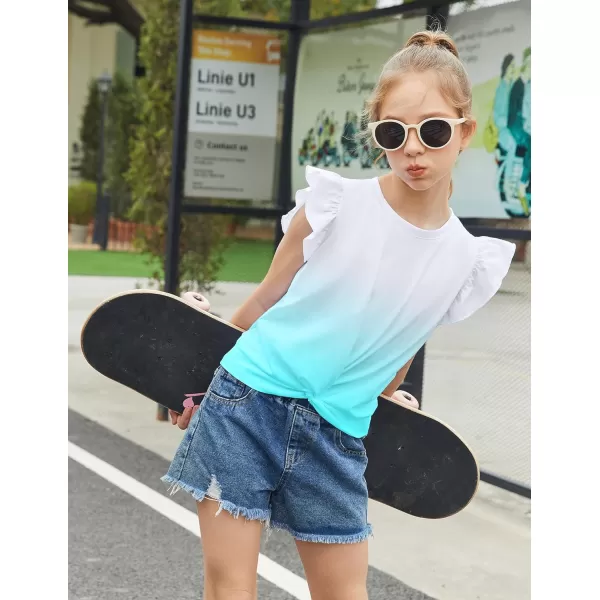 Arshiner Girls Shirt Short-Sleeve Twist Front T-Shirt for Girls Cute Flying Sleeves Summer Blouse for Girls Tunic Tee Tops