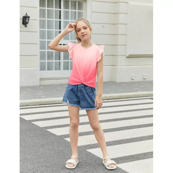 Arshiner Girls Shirt Short-Sleeve Twist Front T-Shirt for Girls Cute Flying Sleeves Summer Blouse for Girls Tunic Tee Tops