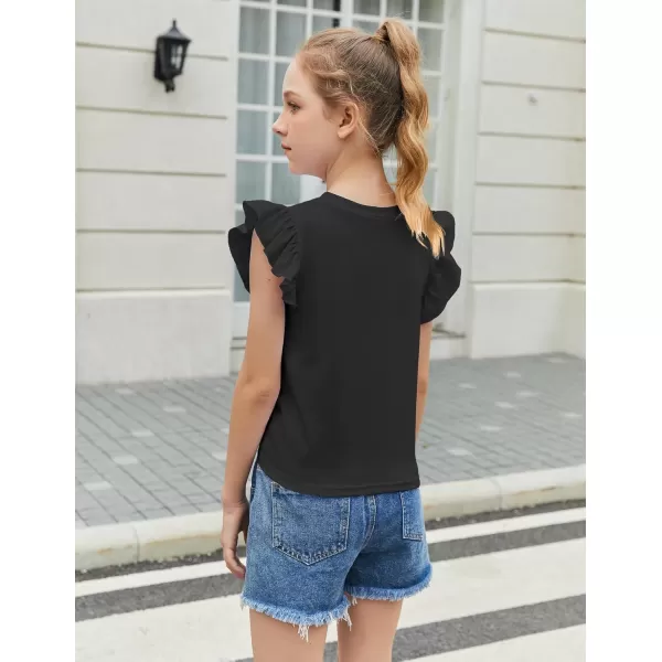 Arshiner Girls Shirt Short-Sleeve Twist Front T-Shirt for Girls Cute Flying Sleeves Summer Blouse for Girls Tunic Tee Tops