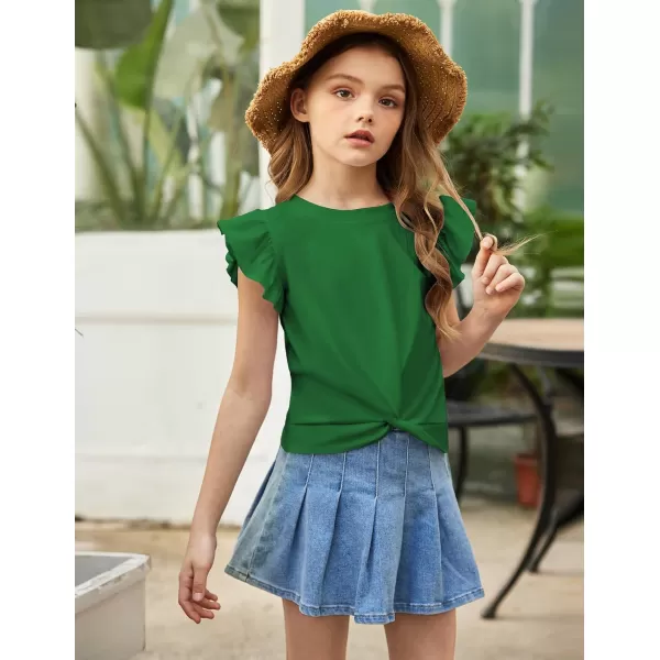 Arshiner Girls Shirt Short-Sleeve Twist Front T-Shirt for Girls Cute Flying Sleeves Summer Blouse for Girls Tunic Tee Tops