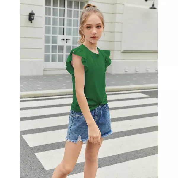 Arshiner Girls Shirt Short-Sleeve Twist Front T-Shirt for Girls Cute Flying Sleeves Summer Blouse for Girls Tunic Tee Tops