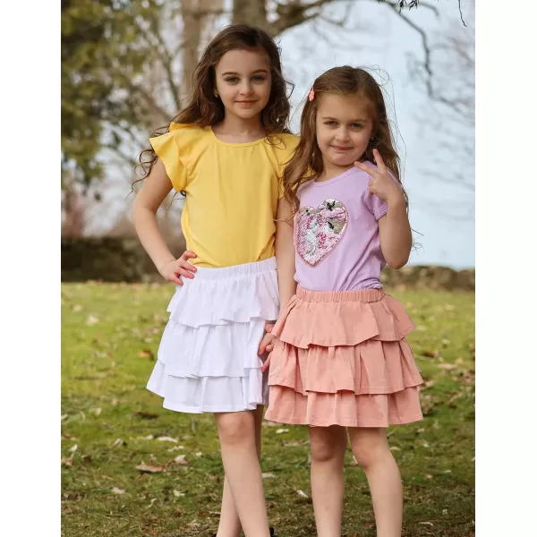 Arshiner Girls Summer Cute High Waist Ruffle Skirt Flared Pleated Solid Color Skirt