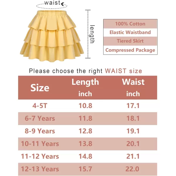 Arshiner Girls Summer Cute High Waist Ruffle Skirt Flared Pleated Solid Color Skirt