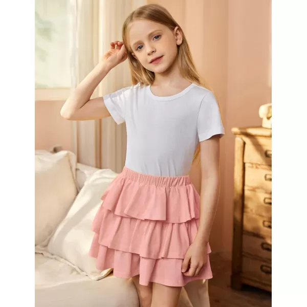 Arshiner Girls Summer Cute High Waist Ruffle Skirt Flared Pleated Solid Color Skirt