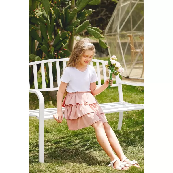 Arshiner Girls Summer Cute High Waist Ruffle Skirt Flared Pleated Solid Color Skirt