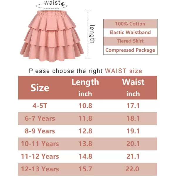 Arshiner Girls Summer Cute High Waist Ruffle Skirt Flared Pleated Solid Color Skirt