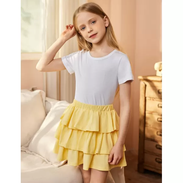 Arshiner Girls Summer Cute High Waist Ruffle Skirt Flared Pleated Solid Color Skirt