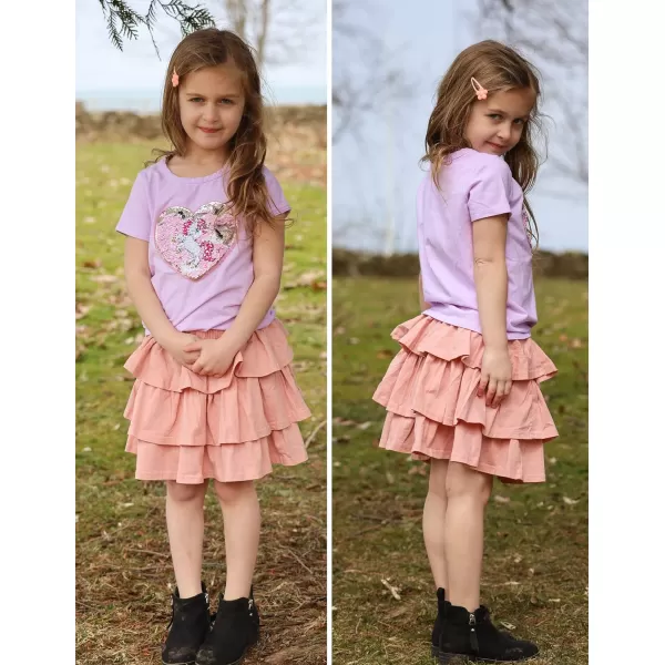 Arshiner Girls Summer Cute High Waist Ruffle Skirt Flared Pleated Solid Color Skirt