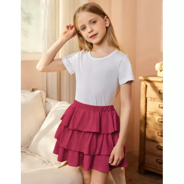 Arshiner Girls Summer Cute High Waist Ruffle Skirt Flared Pleated Solid Color Skirt