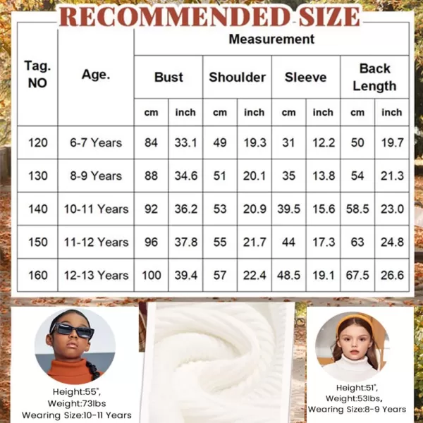 Arshiner Girls Sweaters Turtleneck Kids Tunic Long Sleeve Knit Chunky Pullover Jumper Tops