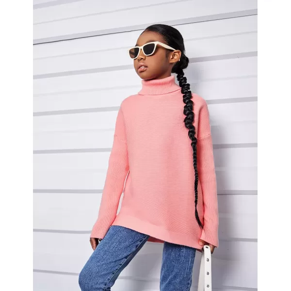 Arshiner Girls Sweaters Turtleneck Kids Tunic Long Sleeve Knit Chunky Pullover Jumper Tops