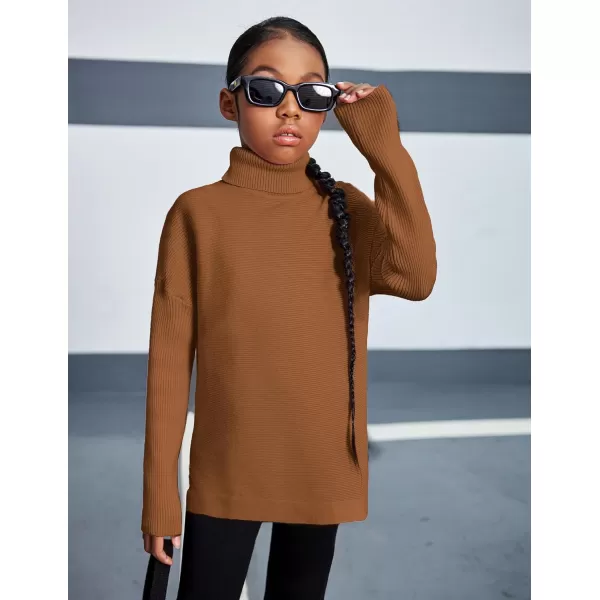 Arshiner Girls Sweaters Turtleneck Kids Tunic Long Sleeve Knit Chunky Pullover Jumper Tops