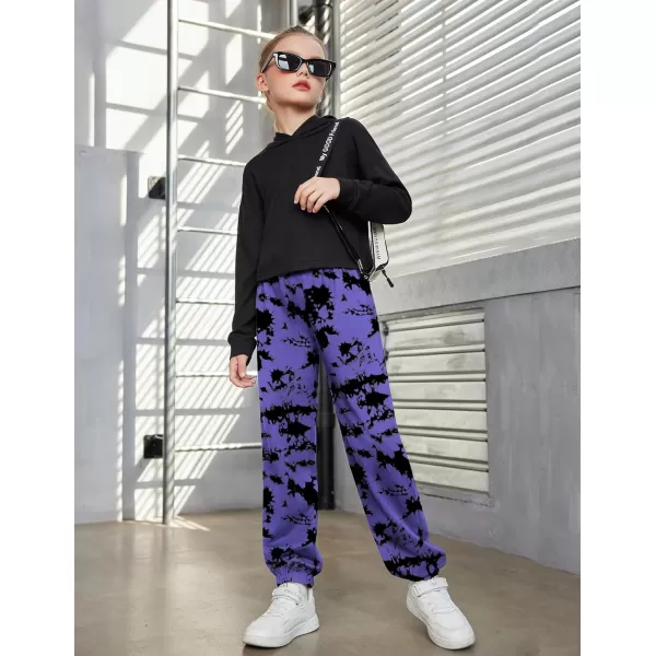 Arshiner Kids Girls Tie Dye Joggers Comfort Loose Sweatpants High Waist Trouser