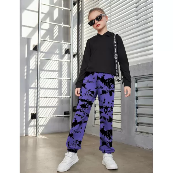 Arshiner Kids Girls Tie Dye Joggers Comfort Loose Sweatpants High Waist Trouser