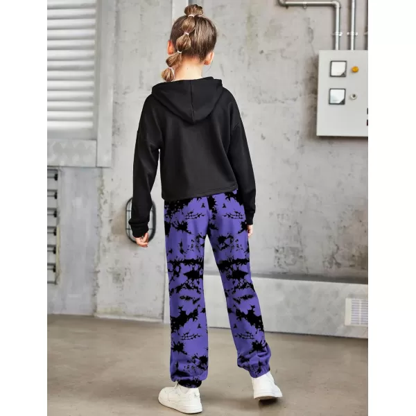 Arshiner Kids Girls Tie Dye Joggers Comfort Loose Sweatpants High Waist Trouser