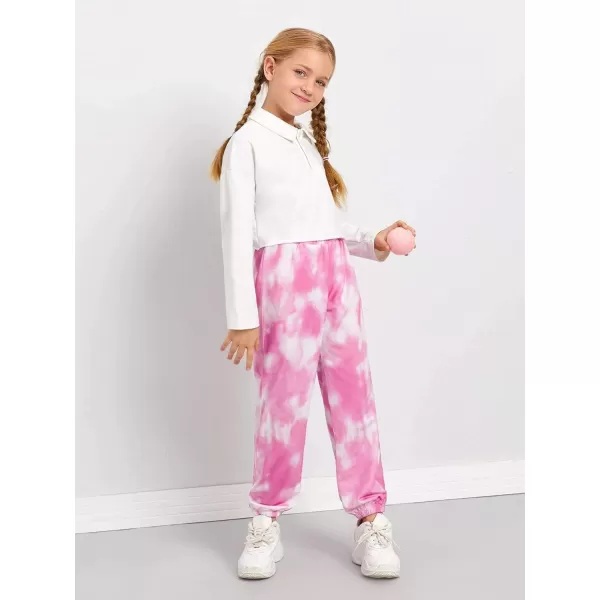 Arshiner Kids Girls Tie Dye Joggers Comfort Loose Sweatpants High Waist Trouser