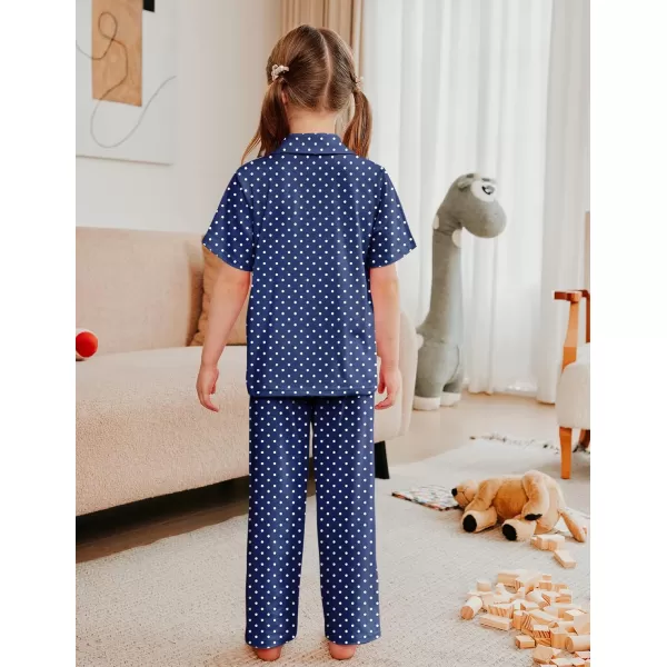 Arshiner Pajamas for Girls Short Sleeve Long Pants Outfit 2 Piece Sleepwear Button Pjs Sets