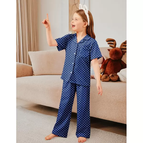 Arshiner Pajamas for Girls Short Sleeve Long Pants Outfit 2 Piece Sleepwear Button Pjs Sets