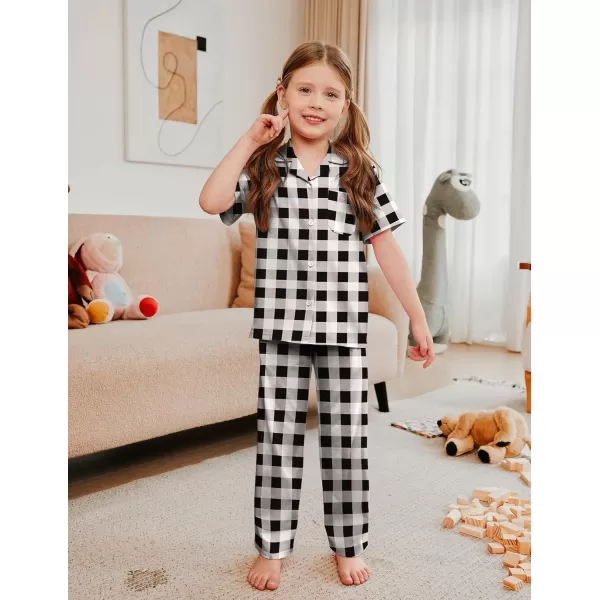 Arshiner Pajamas for Girls Short Sleeve Long Pants Outfit 2 Piece Sleepwear Button Pjs Sets