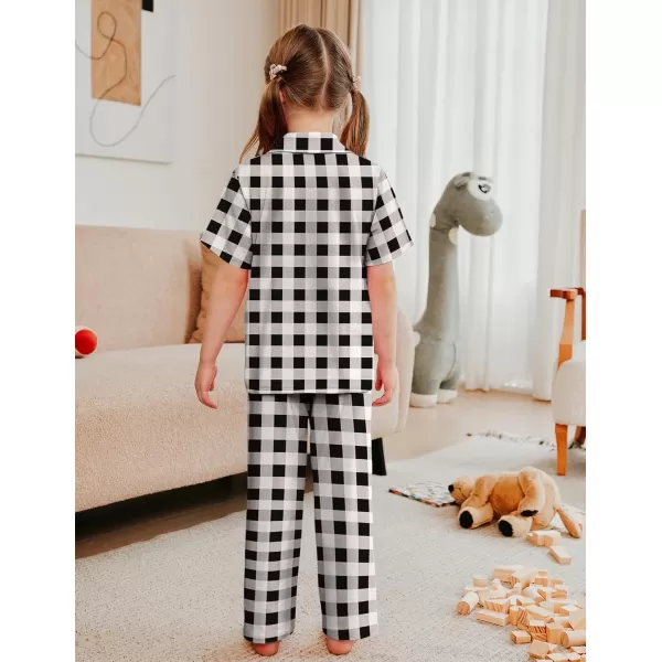 Arshiner Pajamas for Girls Short Sleeve Long Pants Outfit 2 Piece Sleepwear Button Pjs Sets