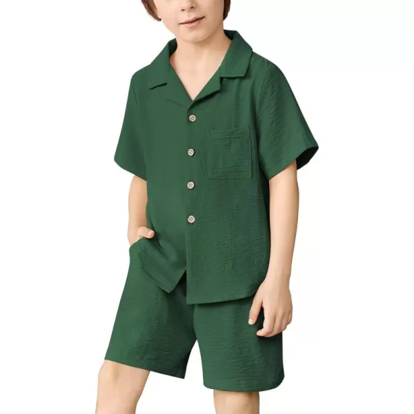 Arshiner Boys 2 Pieces Summer Beach Outfits Short Sleeve Button Down Shirts and Shorts Vacation Texture Sets for Kids