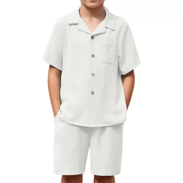 Arshiner Boys 2 Pieces Summer Beach Outfits Short Sleeve Button Down Shirts and Shorts Vacation Texture Sets for Kids
