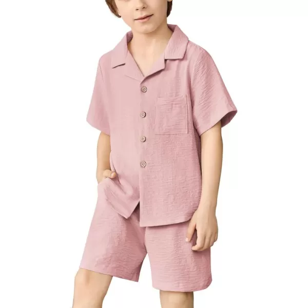 Arshiner Boys 2 Pieces Summer Beach Outfits Short Sleeve Button Down Shirts and Shorts Vacation Texture Sets for Kids