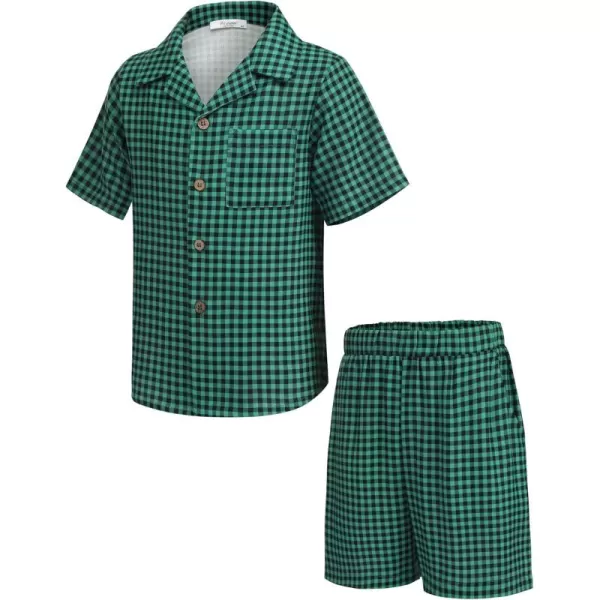 Arshiner Boys 2 Pieces Summer Beach Outfits Short Sleeve Button Down Shirts and Shorts Vacation Texture Sets for Kids