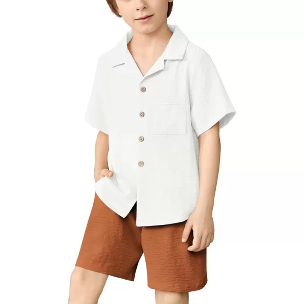 Arshiner Boys 2 Pieces Summer Beach Outfits Short Sleeve Button Down Shirts and Shorts Vacation Texture Sets for Kids